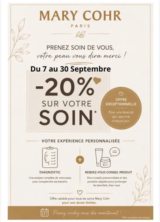 Offre beauté : diagnostic de peau et soin Mary Cohr à Marthon, Marthon, Mademoiselle Cocoon
